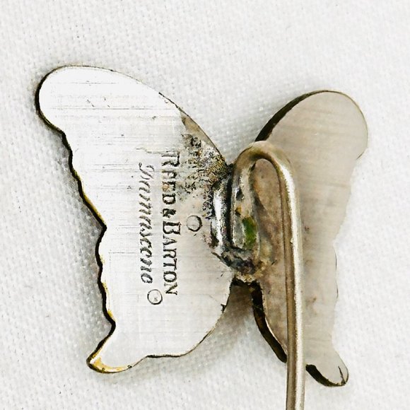 Vintage Reed & Barton Damascene Butterfly Stick Pin - Picture 6 of 7
